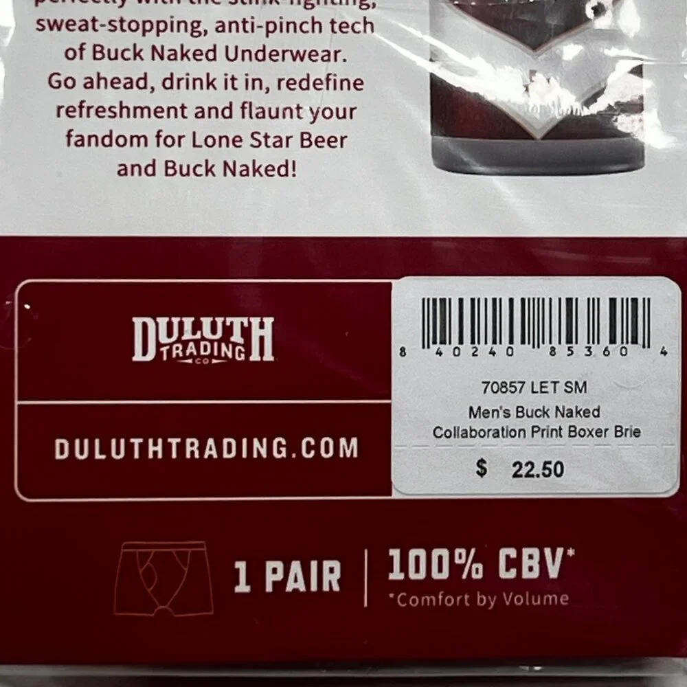 Duluth Trading Buck Naked Boxer‎ Briefs Lone Star Beer Small 28-30 Limited Ed
